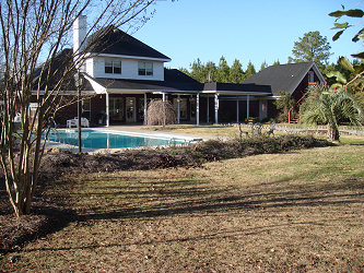 Backyard view towards the house