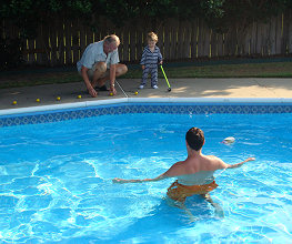 Jackson pool golfing to his dad